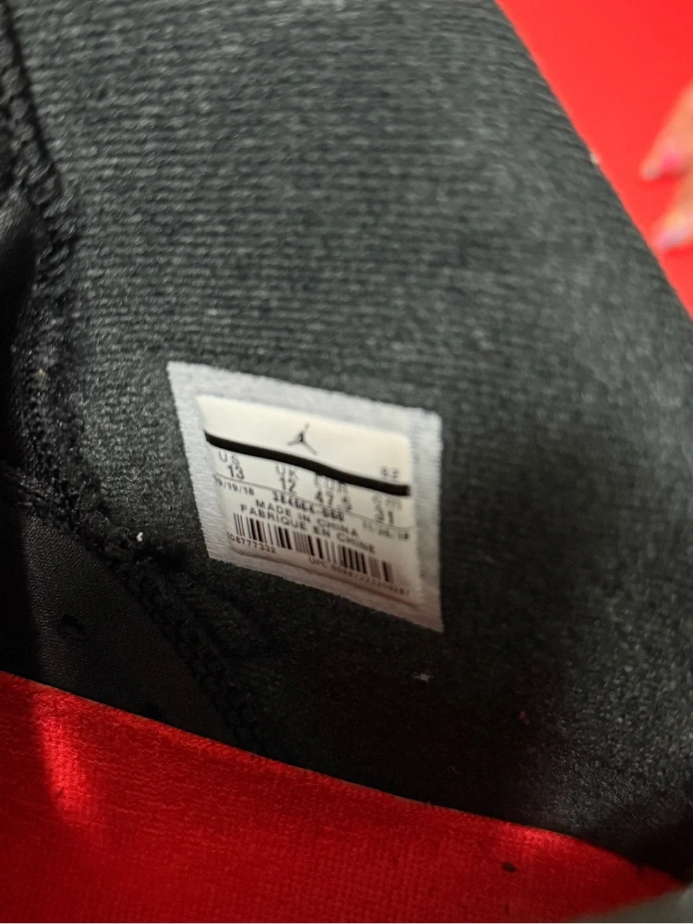 Black and Red Jordan 6 Infrared 2019, Size 13